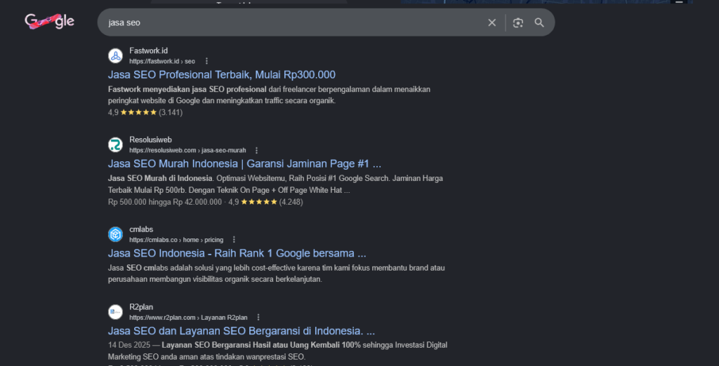 Keyword jasa seo - Penelusuran Google