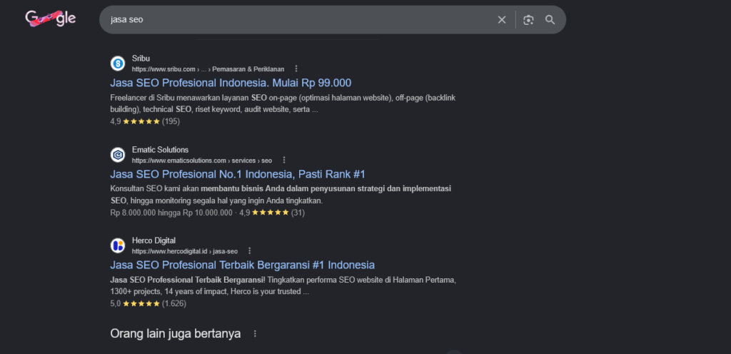 Keyword jasa seo - Penelusuran Google